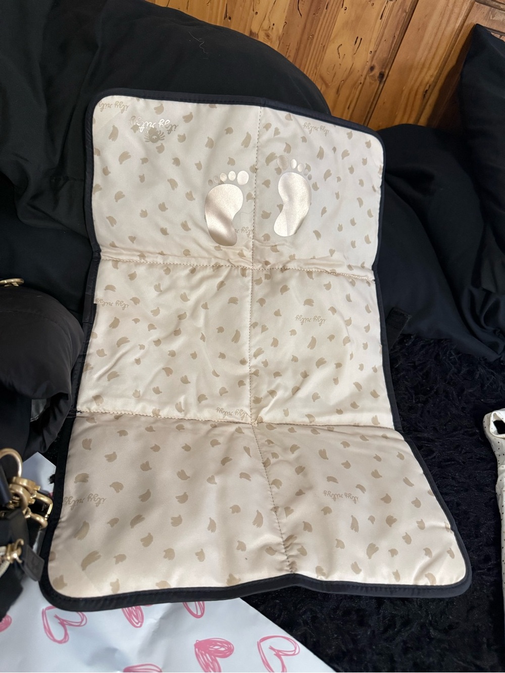 Itzy Ritzy Black Quilted Baby Tote with Gold Accents - Picture 4 of 4